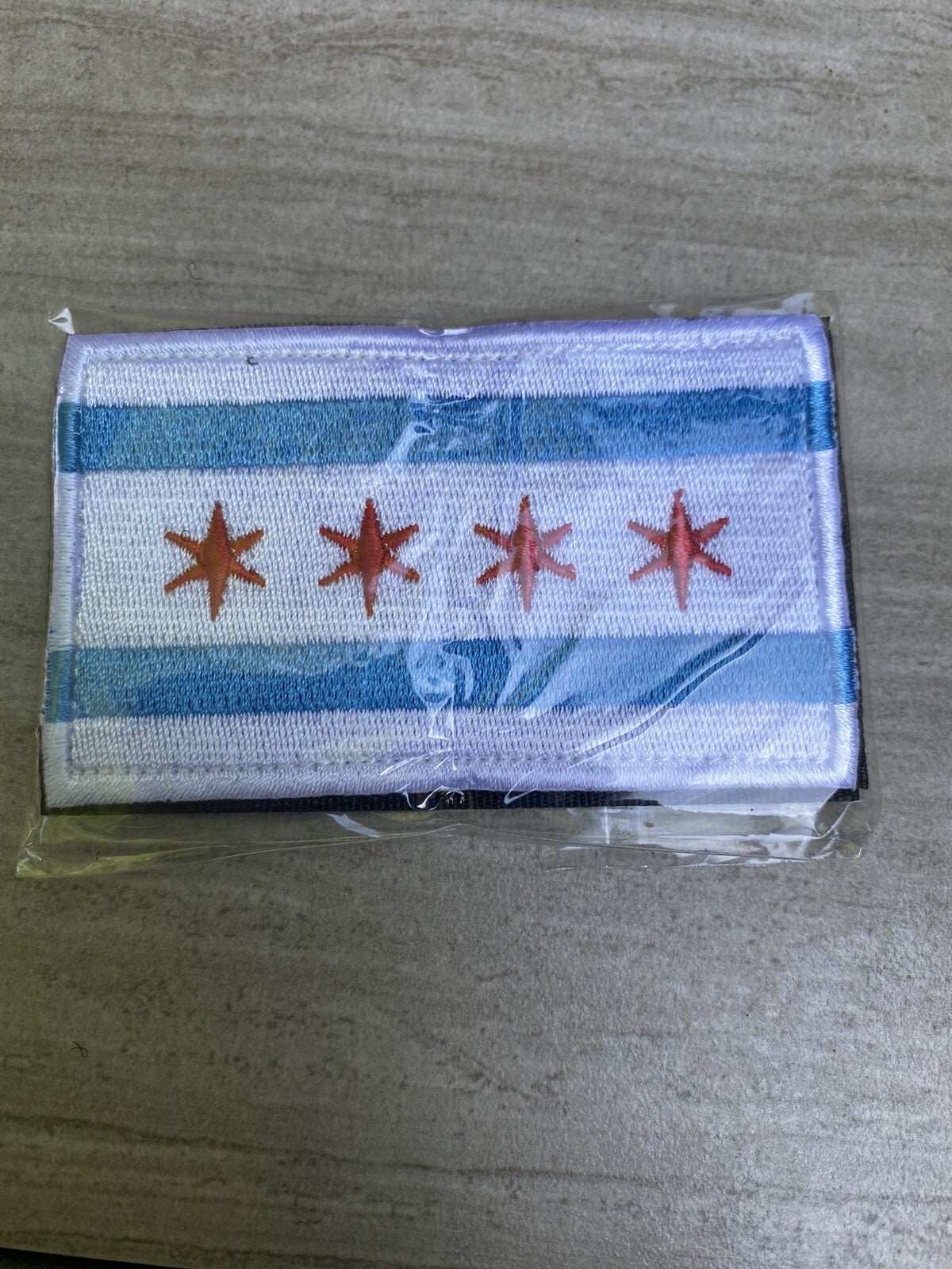 Tactical Chicago flag embroidered 3x2 inch patch with hook and loop fastener