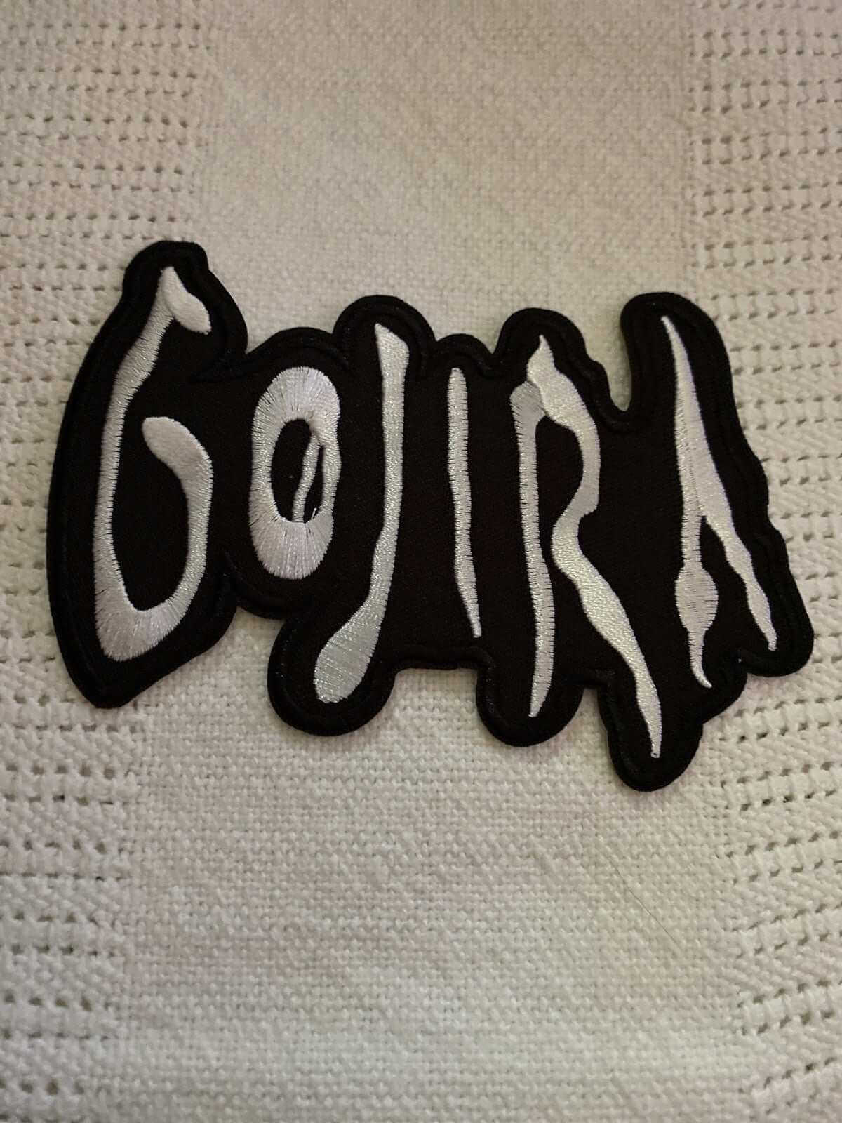 Gojira embroidered patch black and white 4.5x2 inch sew-on iron-on badge