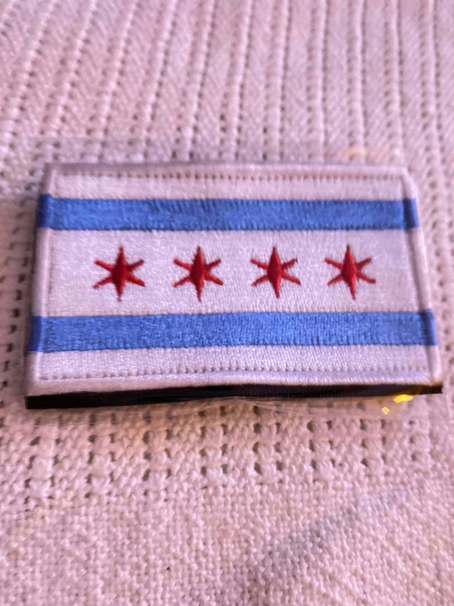 Chicago PD patch featuring the iconic Chicago flag with four red stars and blue stripes on white background