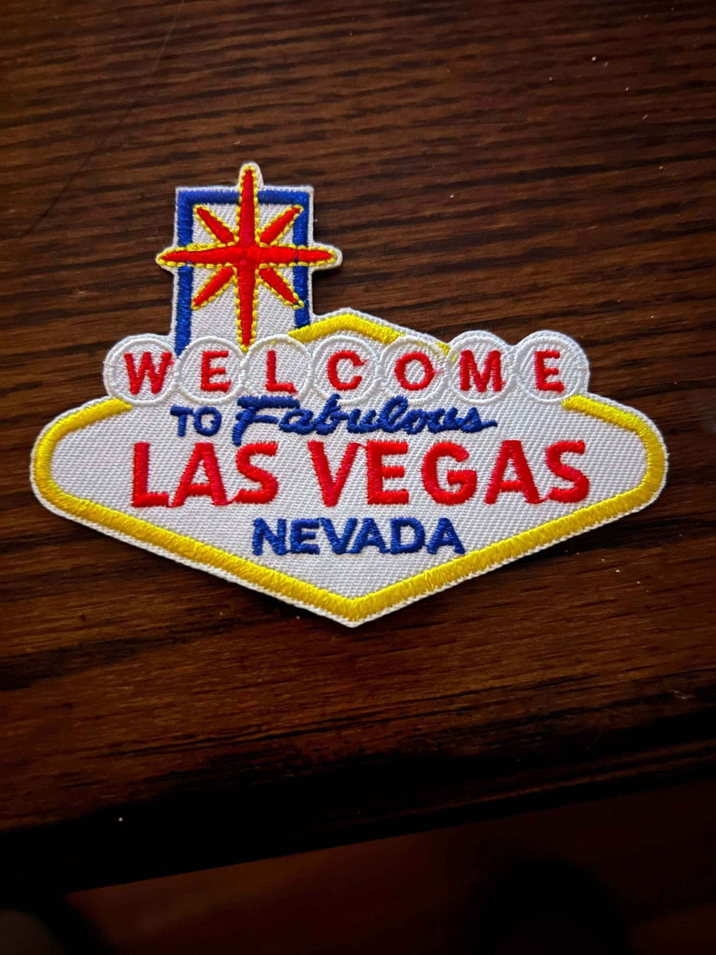 Embroidered Las Vegas patch featuring the iconic Welcome to Fabulous Las Vegas sign in bright colors