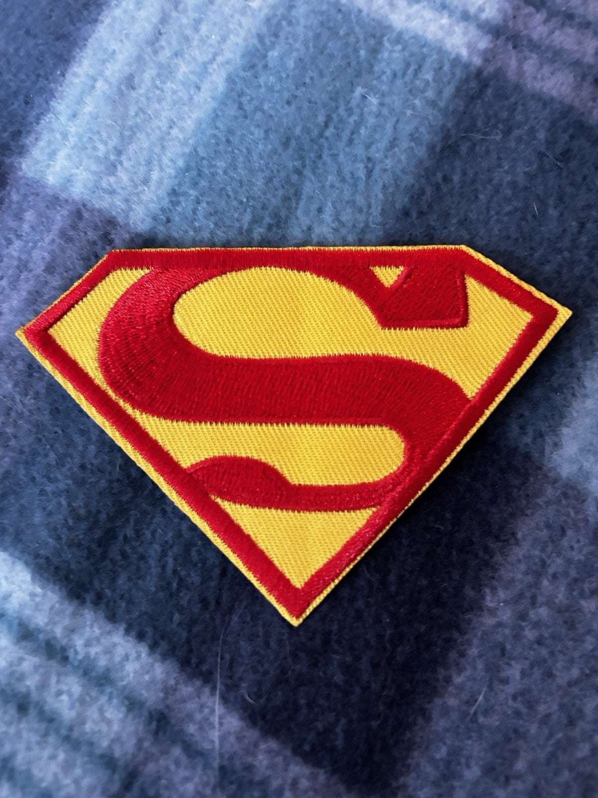 Vintage Superman embroidered iron-on patch 4.5 by 3 inches