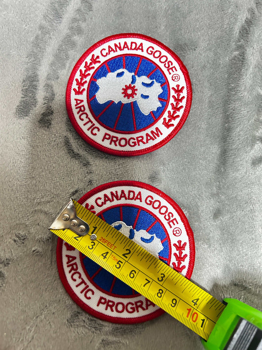 Embroidered Canada patch featuring red maple leaf on white background, 3.5 inches, perfect for jackets and bags
