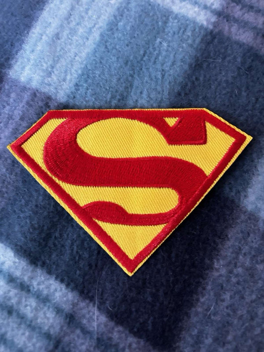 Vintage Superman embroidered iron-on patch 4.5 by 3 inches