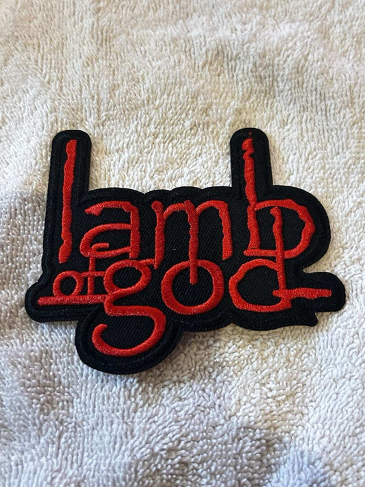 Lamb of God PATCH embroidered Iron Maiden black and red 4x3 inch iron-on applique