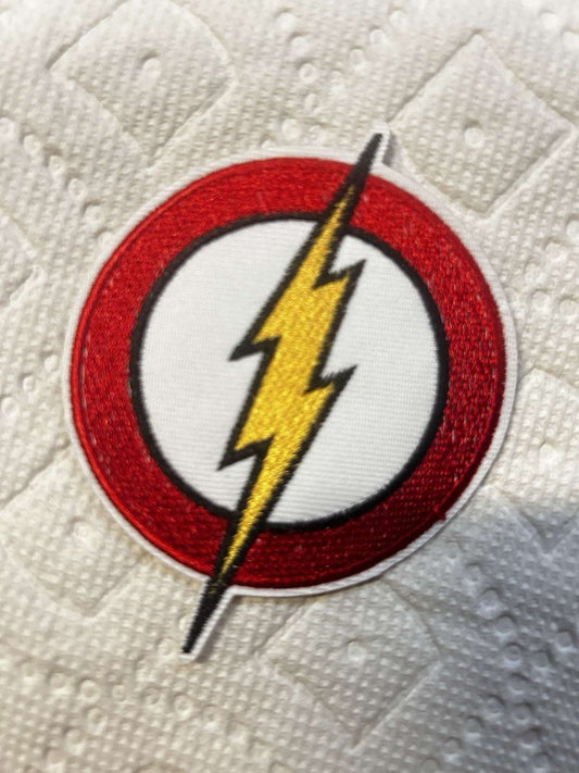 The Flash superhero lightning bolt logo embroidered iron-on patch 3x3 inches