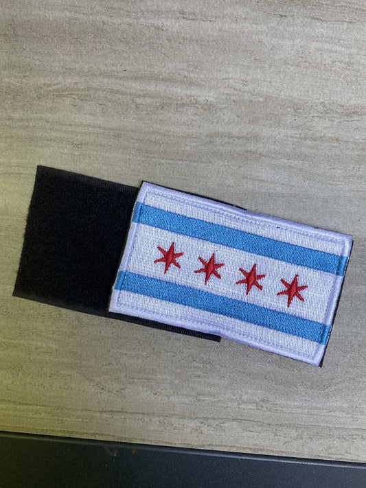 Tactical Chicago flag embroidered 3x2 inch patch with hook and loop fastener