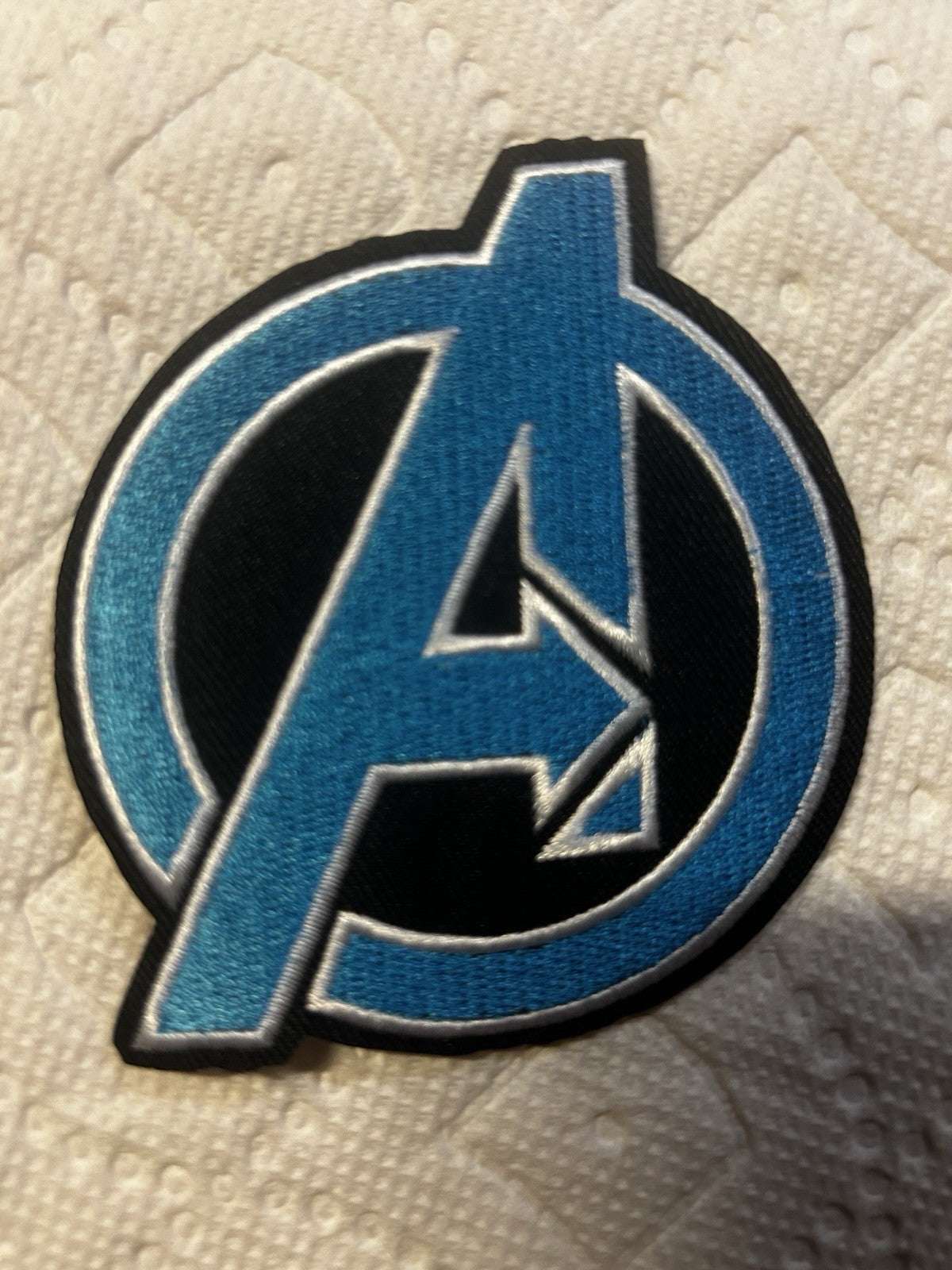 Avengers Assemble iron/sew on patch embroidered blue black logo 3.25x3.75 inches