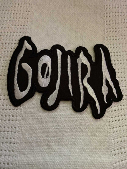 Gojira embroidered patch black and white 4.5x2 inch sew-on iron-on badge