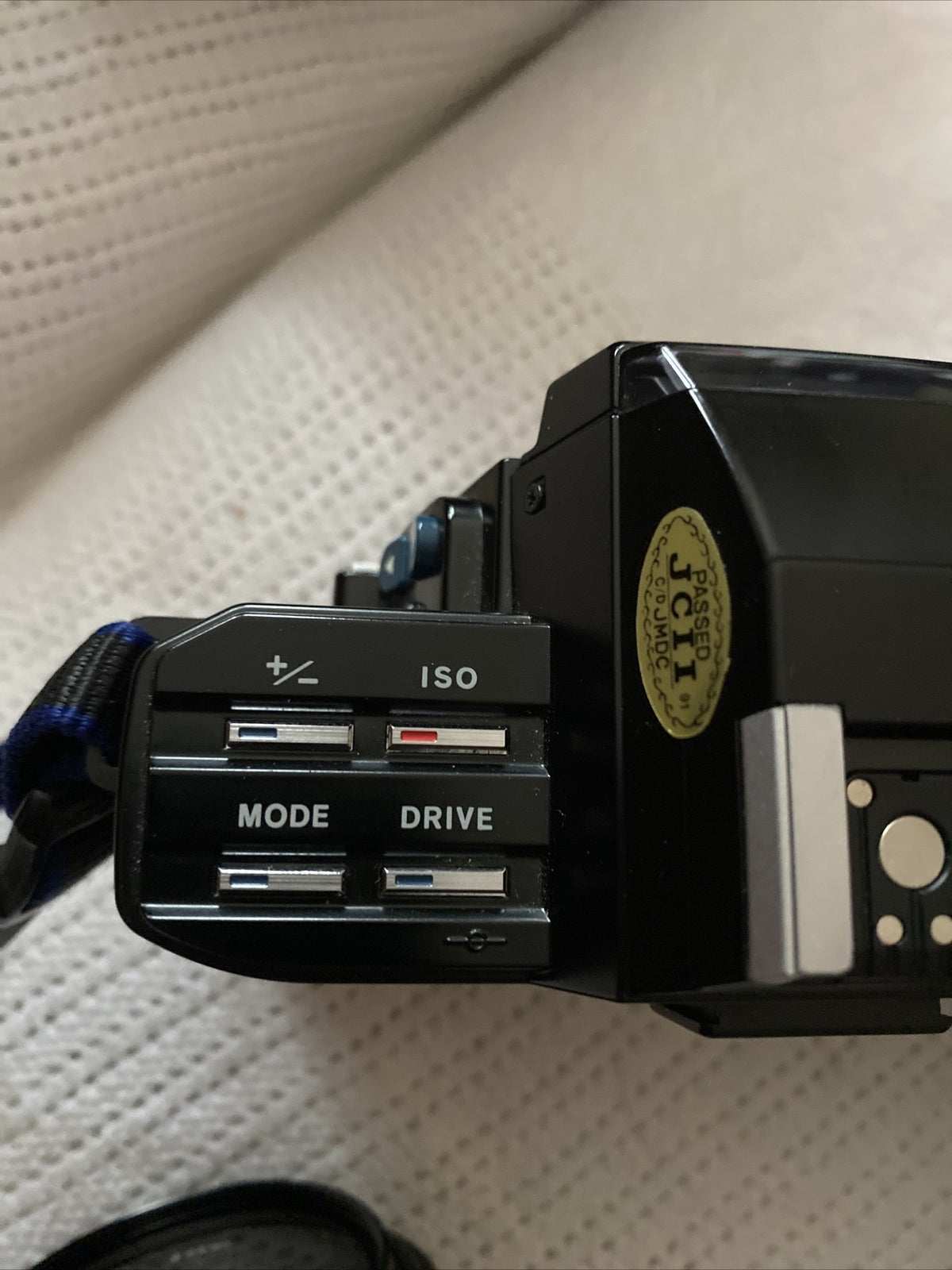 Minolta 7000 SLR black 35mm film camera with 50mm f/1.7 lens and Milisi electronic flash
