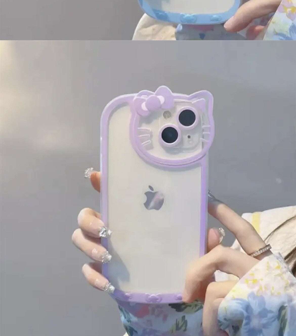 Sanrio Hello Kitty transparent iPhone 14 case with outline design in five colors, washable and anti-scratch cover