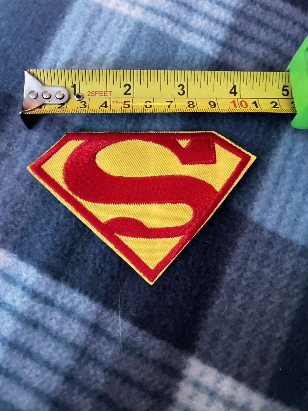 Vintage Superman embroidered iron-on patch 4.5 by 3 inches