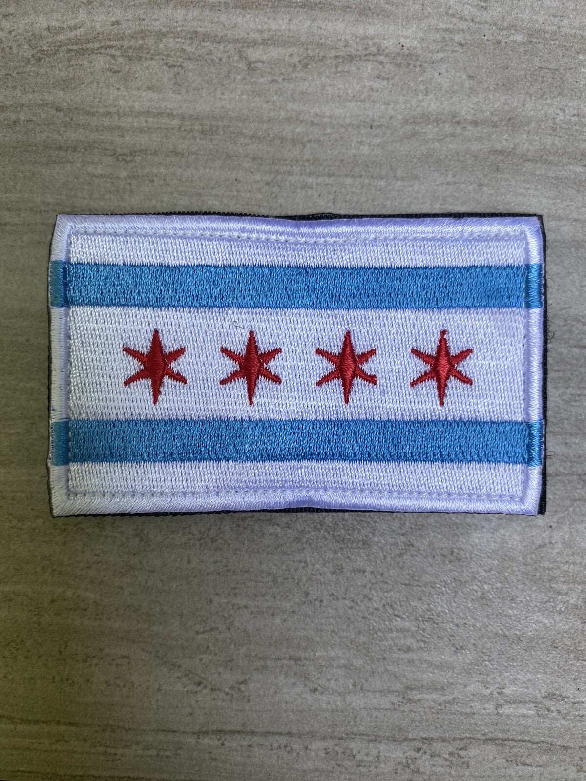 TACTICAL CHICAGO FLAG embroidered 3x2 inch patch with hook and loop fastener