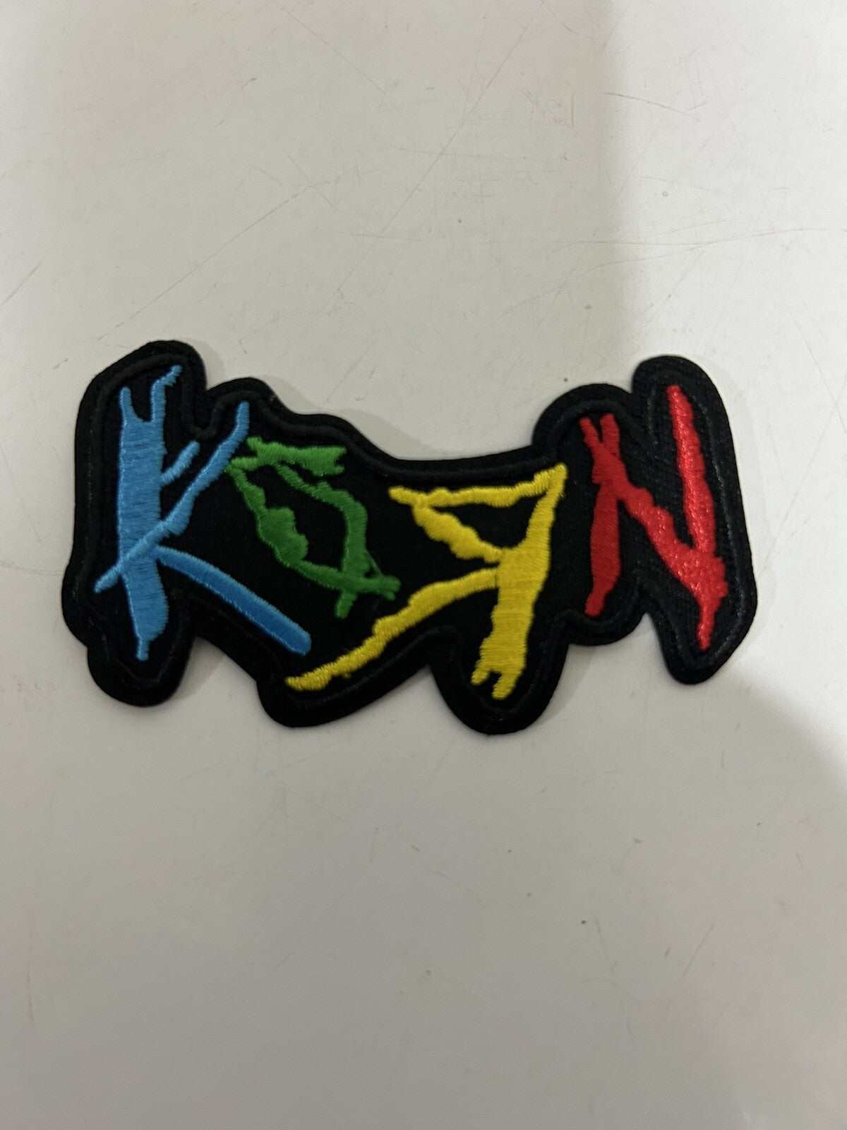 Embroidered Korn patch 3x1.5 inches for jackets and apparel with band logo